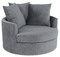 Fauteuil d’appoint Cuddler Grande de 48 po fabriqué au Canada en tissu de chenille - gris Plush Thunder