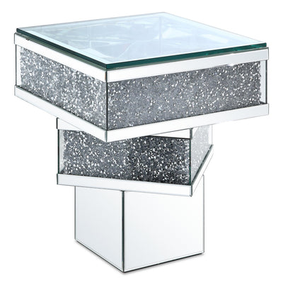 Rosie End Table - Glam style End Table in Silver Medium Density Fibreboard (MDF)