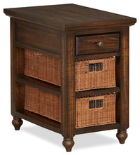 Table de fauteuil rustique Cottage Lane de 16 po avec rangement - bois brun foncé