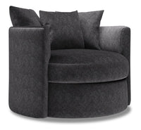 Fauteuil d’appoint pivotant Nest de Sofa Lab de 41 po fabriqué au Canada en tissu de chenille - gris Luxury Charcoal