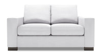 Causeuse Track de Sofa Lab de 62 po fabriquée au Canada en tissu d’apparence lin avec accoudoirs rectilignes - blanc Pax Ice