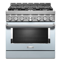 Cuisinière intelligente à gaz KitchenAid de 5,1 pi³ avec autonettoyage - bleu Miami - KFGC506JMB