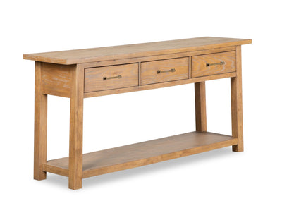 Rhett 64" Modern Sofa Table with Storage and Shelf - Light Brown Oak|Table de salon moderne Rhett de 64 po avec rangement et tablette - chêne brun clair