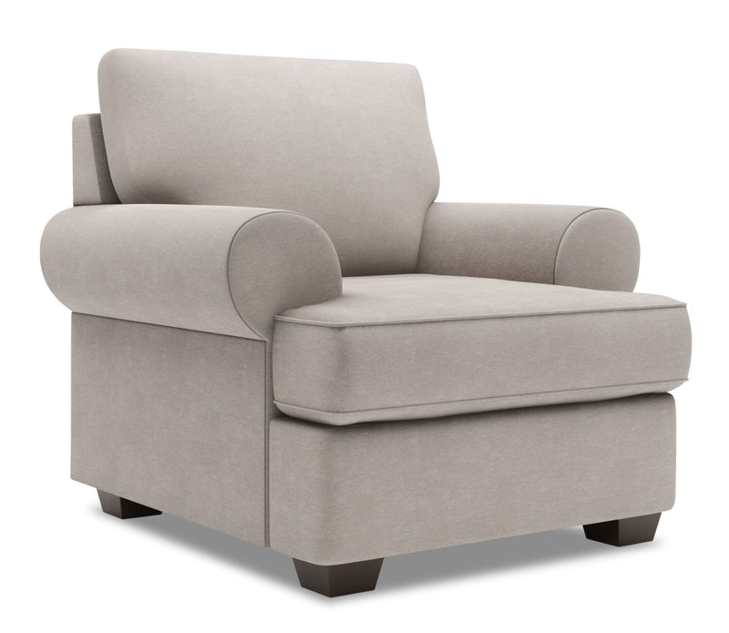 Fauteuil Roll de Sofa Lab personnalisable de 42 po fabriqué au Canada en tissu d’apparence lin avec accoudoirs enroulés - gris Pax Slate