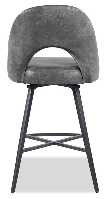 Tabouret Bay de Kort & Co. de hauteur comptoir en tissu de cuir végétalien et en métal avec siège pivotant - anthracite