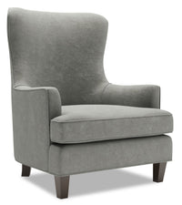 Fauteuil d’appoint à oreilles Sofa Lab de 32 po fabriqué au Canada en tissu de velours - gris Platinum Grey