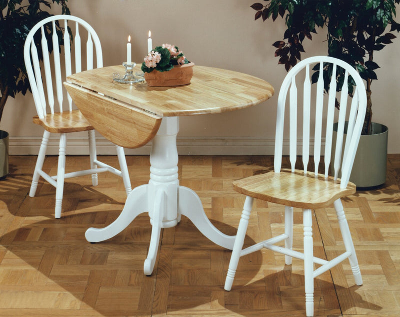 Ensemble de salle à manger Hana 3 pièces avec table de 40 po (L) à abattant, base piédestal et 2 chaises - deux teintes, blanc et naturel