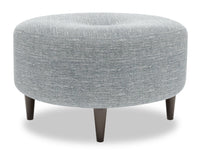 Pouf The Curve de Sofa Lab de 31 po fabriqué au Canada en tissu d’apparence lin - gris Luna Pewter
