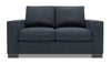 Causeuse personnalisable Track de Sofa Lab de 62 po fabriquée au Canada en tissu d’apparence lin avec accoudoirs rectilignes - bleu Luna Sailor