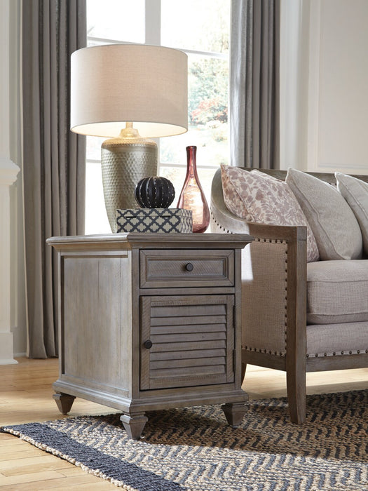 Table de bout traditionnelle Lancaster de 18 po avec rangement - grise et pin bronze