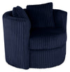 Fauteuil d’appoint pivotant Cuddler Petite de 36 po fabriqué au Canada en tissu de chenille - bleu Groove Midnight