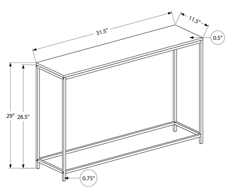 Table de salon moderne Alma de 31,5 po - blanche avec armature en métal noir
