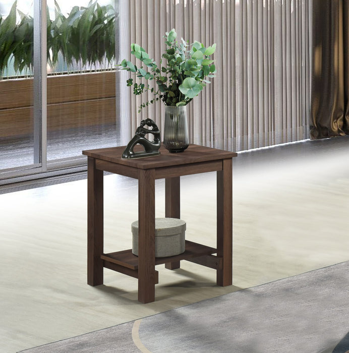 Table de bout traditionnelle Jordi de 17,7 po avec tablette - bois au fini noyer brun