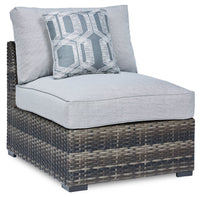 Ensemble de 2 fauteuils sans accoudoirs Lilo pour la terrasse à l’extérieur - osier en résine et tissu Nuvella - gris