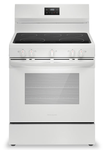 Frigidaire 5.3 Cu. Ft. Electric Range With Quick Boil Element and Five-Element Cooktop - White - FCR… | Cuisinière électrique Frigidaire de 5,3 pi³ avec élément à ébullition rapide et surface de cuisson à…