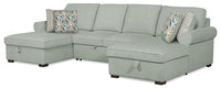 Sofa-lit sectionnel Haven de Scott Living 3 pièces en tissu de chenille avec 2 fauteuils longs de rangement - bleu écume de mer