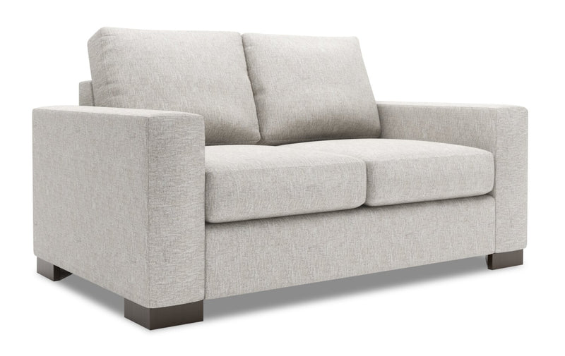Causeuse personnalisable Track de Sofa Lab de 62 po fabriquée au Canada en tissu d’apparence lin avec accoudoirs rectilignes - argenté Luxury Silver