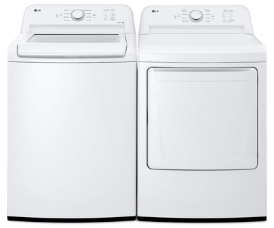 LG 4.8 Cu. Ft. Top-Load Washer with 4-Way Agitator and 7.3 Cu. Ft. Electric Dryer | Laveuse à chargement par le haut de 4,8 pi³ avec agitateur à 4 directions et sécheuse électrique de 7,3 pi³ de LG | LGTL6105