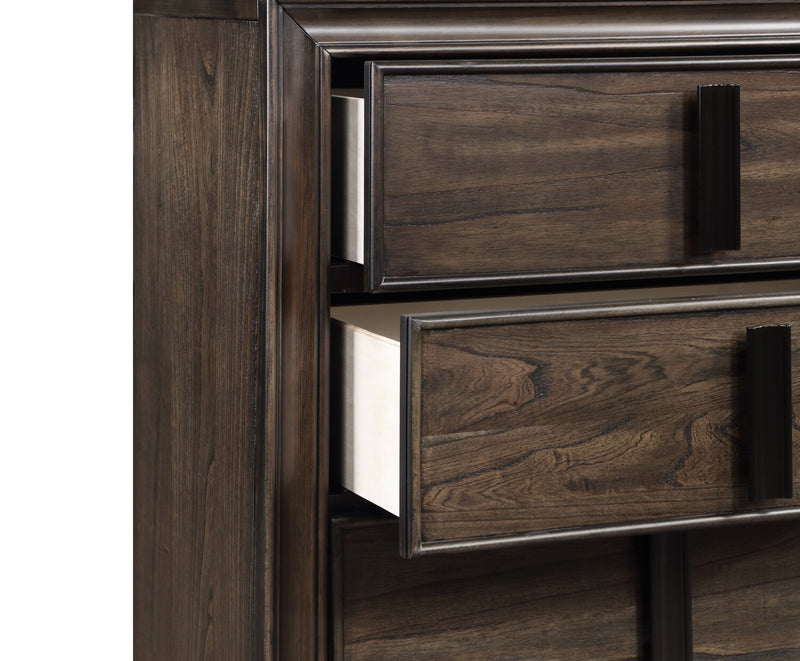 Commode verticale Kane de 35,4 po (L) x 53 po (H) à 5 tiroirs pour la chambre à coucher - brune