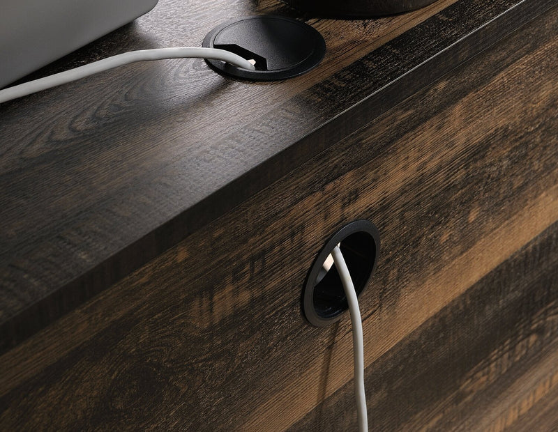 Bureau en forme de L Lewis de 59,84 po à 2 tiroirs - chêne carbone