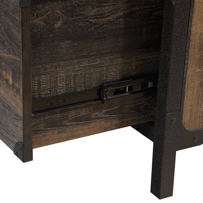 Bureau en forme de L Lewis de 59,84 po à 2 tiroirs - chêne carbone