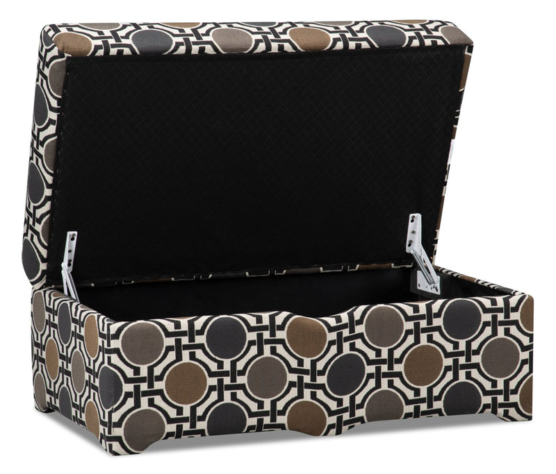 Pouf de rangement d’appoint Nina de 39 po fabriqué au Canada en tissu d’apparence lin