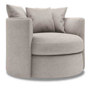 Fauteuil d’appoint pivotant Nest de Sofa Lab personnalisable de 41 po fabriqué au Canada en tissu d’apparence lin - gris Pax Slate