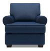 Fauteuil Roll de Sofa Lab personnalisable de 42 po fabriqué au Canada en tissu d’apparence lin avec accoudoirs enroulés - bleu Pax Navy