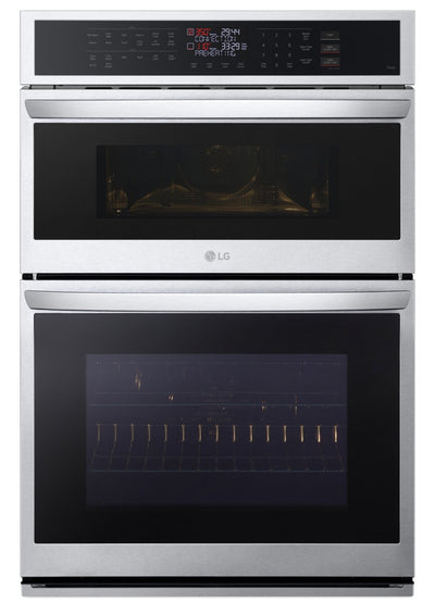 LG 30" 6.4 Cu. Ft. Electric Combination Wall Oven with Fan Convection - Smudge Proof Stainless Steel… | Four mural combiné électrique LG de 6,4 pi³ et de 30 po avec convection par ventilateur - acier inox…