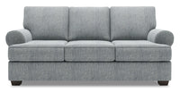 Sofa-lit Roll de Sofa Lab de 86 po fabriqué au Canada en tissu d’apparence lin avec accoudoirs enroulés - gris Luna Pewter