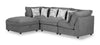 Sofa sectionnel modulaire Evolve de Scott Living 4 pièces en apparence lin avec pouf et coussins en duvet et plumes - gris anthracite