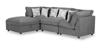 Sofa sectionnel modulaire Evolve de Scott Living 4 pièces en apparence lin avec pouf et coussins en duvet et plumes - gris anthracite