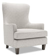 Fauteuil d’appoint à oreilles Sofa Lab personnalisable de 32 po fabriqué au Canada en tissu de chenille - argenté Luxury Silver