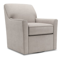 Fauteuil d’appoint pivotant Sofa Lab de 31 po fabriqué au Canada en tissu d’apparence lin - gris Pax Slate