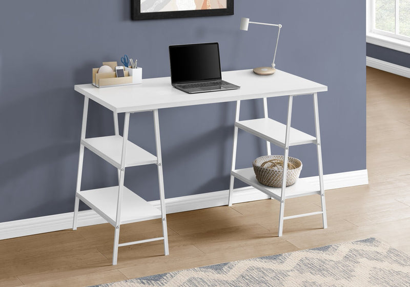 Bureau Jonnie de 47,25 po avec pattes de type chevalet - blanc