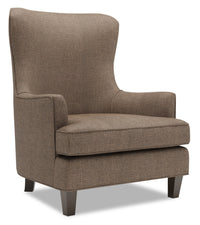 Fauteuil d’appoint à oreilles Sofa Lab de 32 po fabriqué au Canada en tissu d’apparence lin - brun Luna Praline