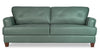 Sofa Vita de Château d’Ax de 87 po en cuir 100 % véritable avec coutures à motif de diamant et pattes en bois - vert écume de mer