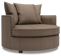 Fauteuil d’appoint enveloppant Sofa Lab de 48 po fabriqué au Canada en tissu d’apparence lin - brun Luna Praline