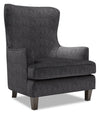 Fauteuil d’appoint à oreilles Sofa Lab personnalisable de 32 po fabriqué au Canada en tissu de chenille - gris Luxury Charcoal