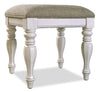 Tabouret de coiffeuse Grace de 19 po (H) en bois avec rangement - blanc antique