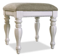 Tabouret de coiffeuse Grace de 19 po (H) en bois avec rangement - blanc antique