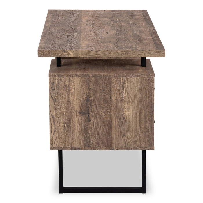 Bureau réversible Teagan de 60 po à 3 tiroirs - brun