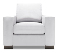 Fauteuil Track de Sofa Lab de 38 po fabriqué au Canada en tissu d’apparence lin avec accoudoirs rectilignes - blanc Pax Ice