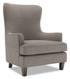 Fauteuil d’appoint à oreilles Sofa Lab personnalisable de 32 po fabriqué au Canada en tissu d’apparence lin - gris Luna Smoke