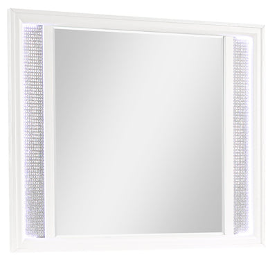 Ava Bedroom Dresser Mirror with LED Light, Glam - White | Miroir de commode de chambre à coucher somptueux Ava avec éclairage à DEL - blanc