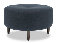 Pouf The Curve de Sofa Lab de 31 po fabriqué au Canada en tissu d’apparence lin - bleu Luna Sailor