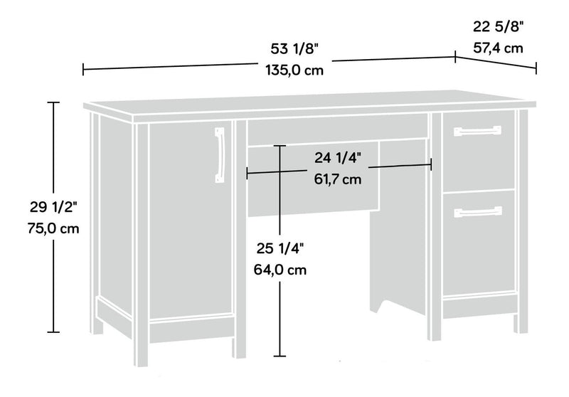 Bureau Alfie de 53,15 po à 2 tiroirs avec armoire - brun clair