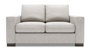 Causeuse personnalisable Track de Sofa Lab de 62 po fabriquée au Canada en tissu d’apparence lin avec accoudoirs rectilignes - argenté Luxury Silver