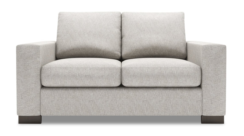 Causeuse personnalisable Track de Sofa Lab de 62 po fabriquée au Canada en tissu d’apparence lin avec accoudoirs rectilignes - argenté Luxury Silver