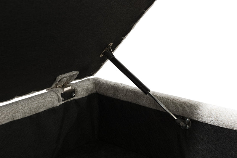 Pouf de rangement Verona de 44 po fabriqué au Canada en tissu d’apparence lin - beige